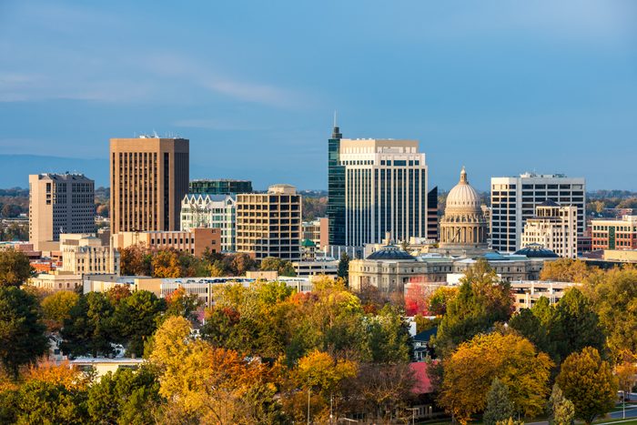 City of trees Boise Idaho with fall colors