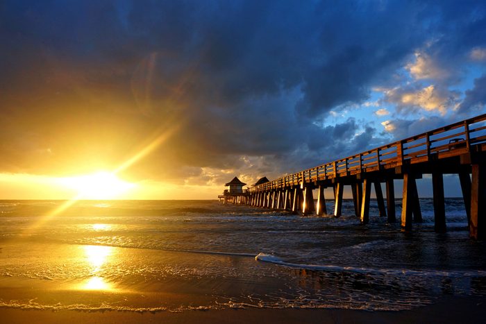 Naples Pier during sunset in Naples, Florida