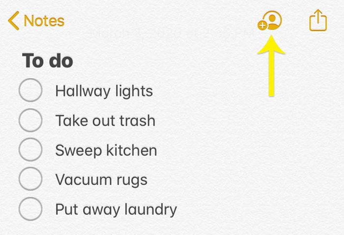 iphone screenshot. add someone to the note.