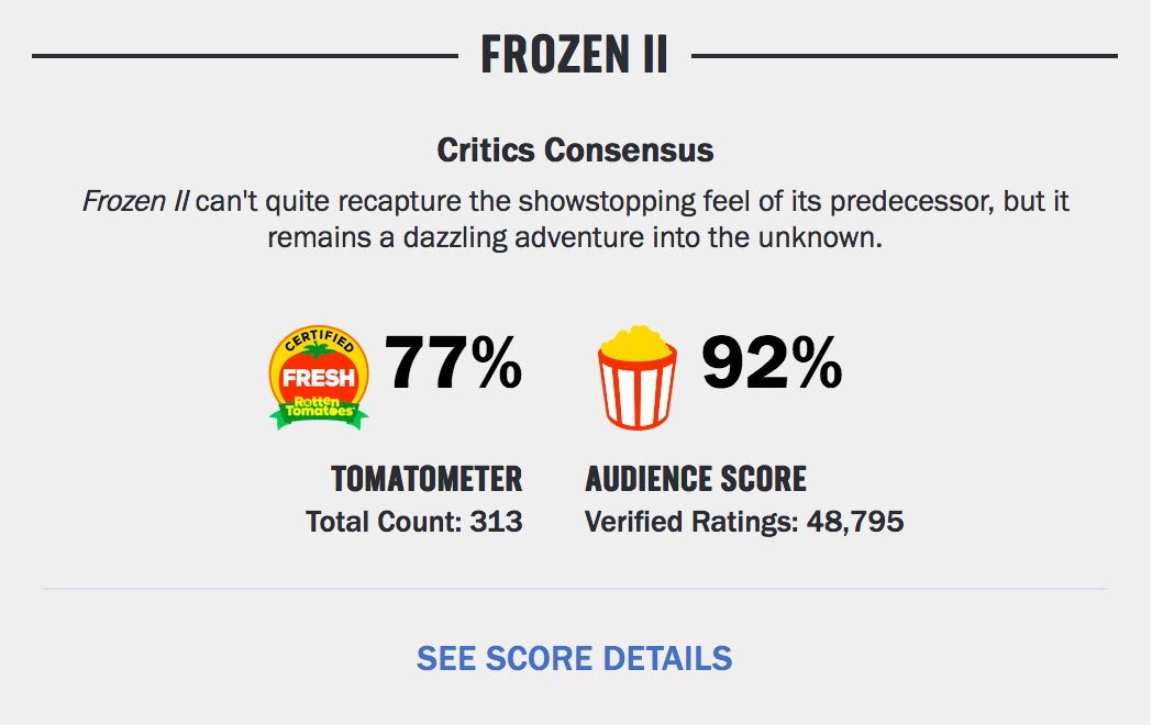 frozen ii certified fresh