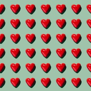 hearts pattern on green background