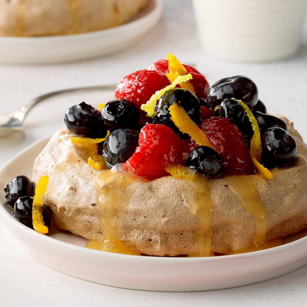 Cocoa Meringues with Berries