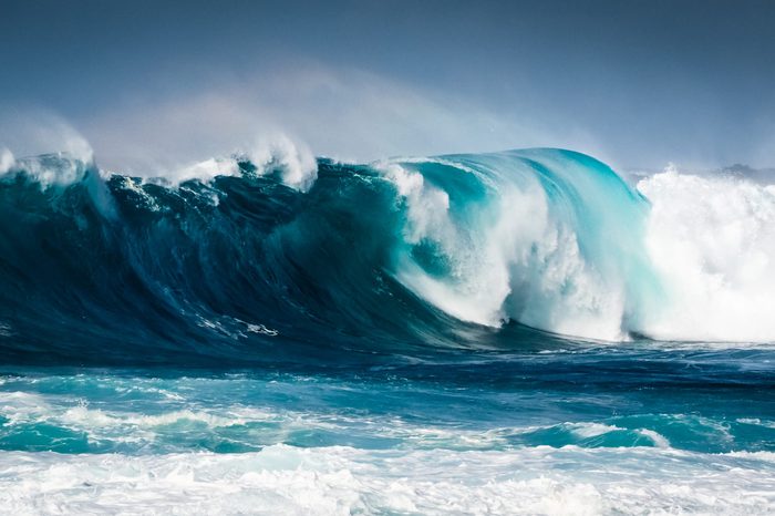 Waves breaking on the coast of Lanzarote, La Santa. Canary Island