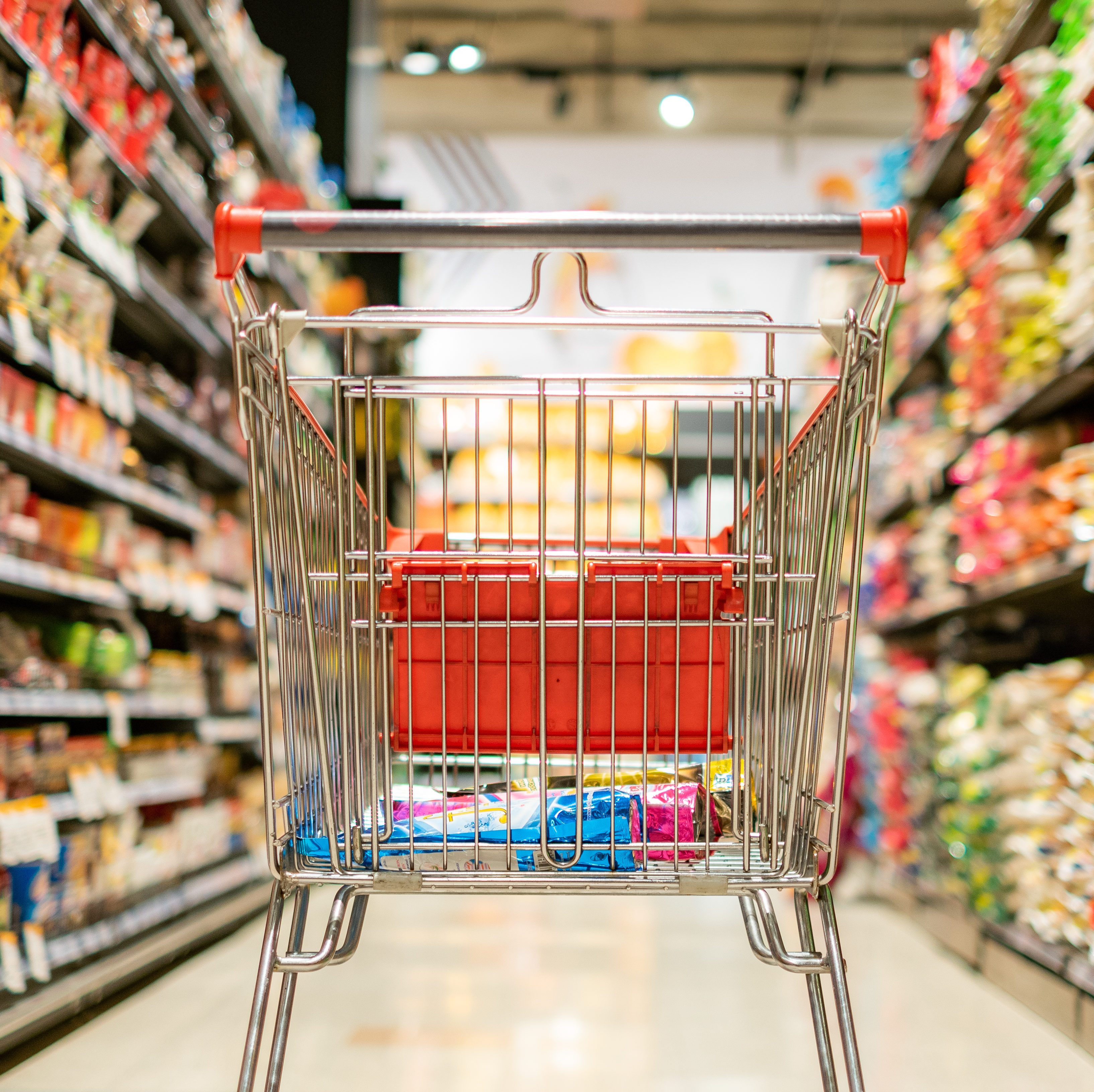 Close-Up Of Shopping Cart In Supermarket