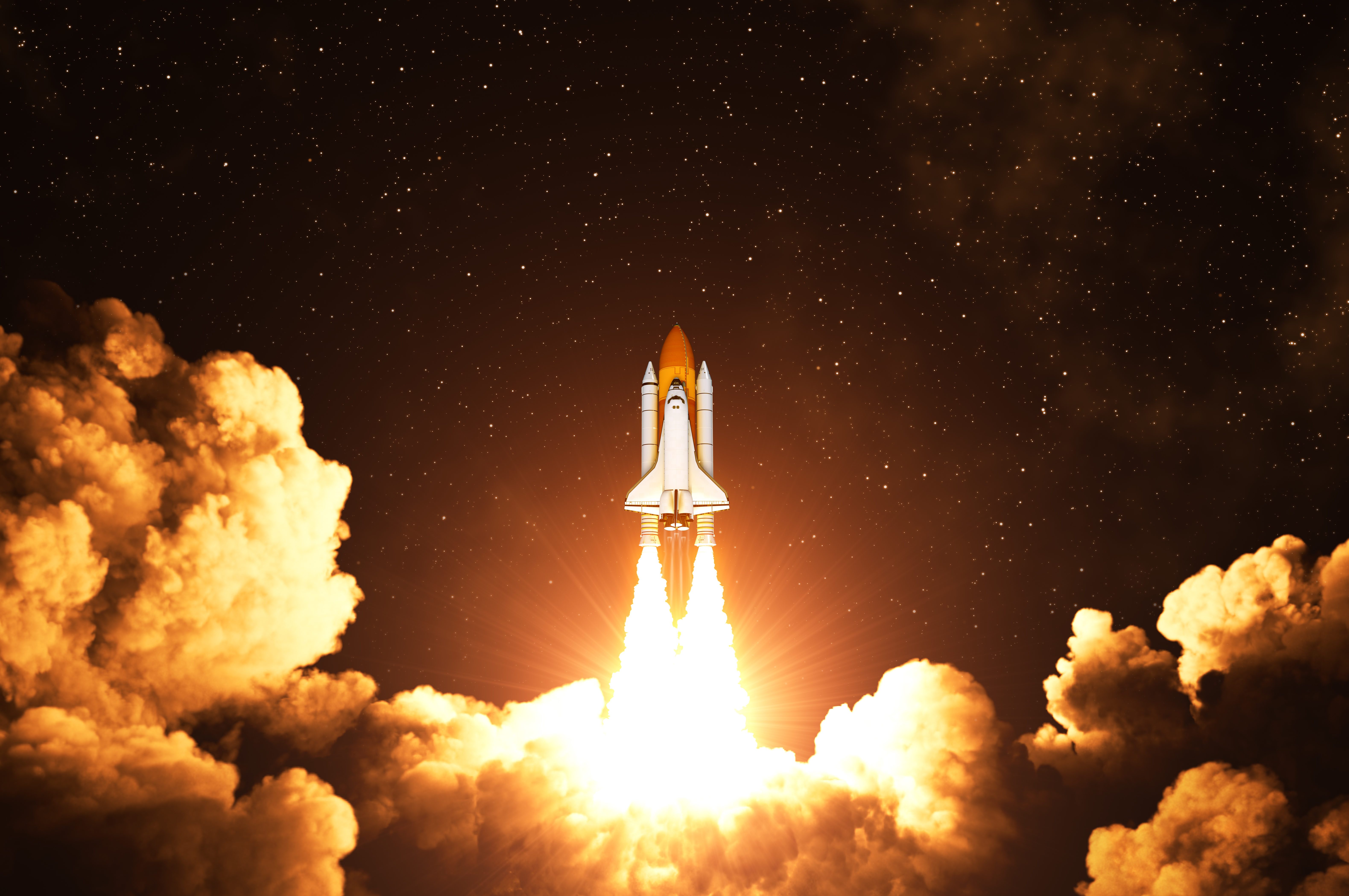 Night Takeoff Of The American Space Shuttle