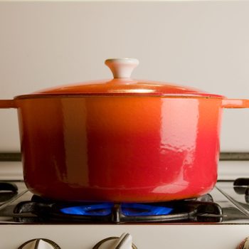 cast iron pot on stove