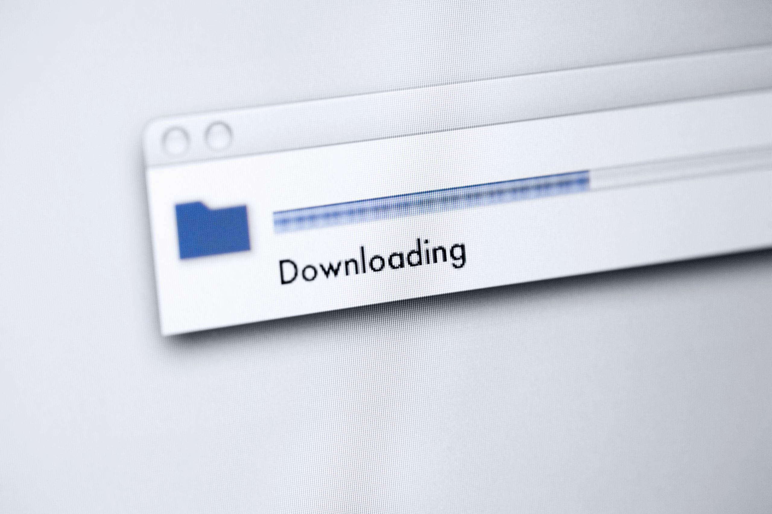 Downloading message on a computer screen