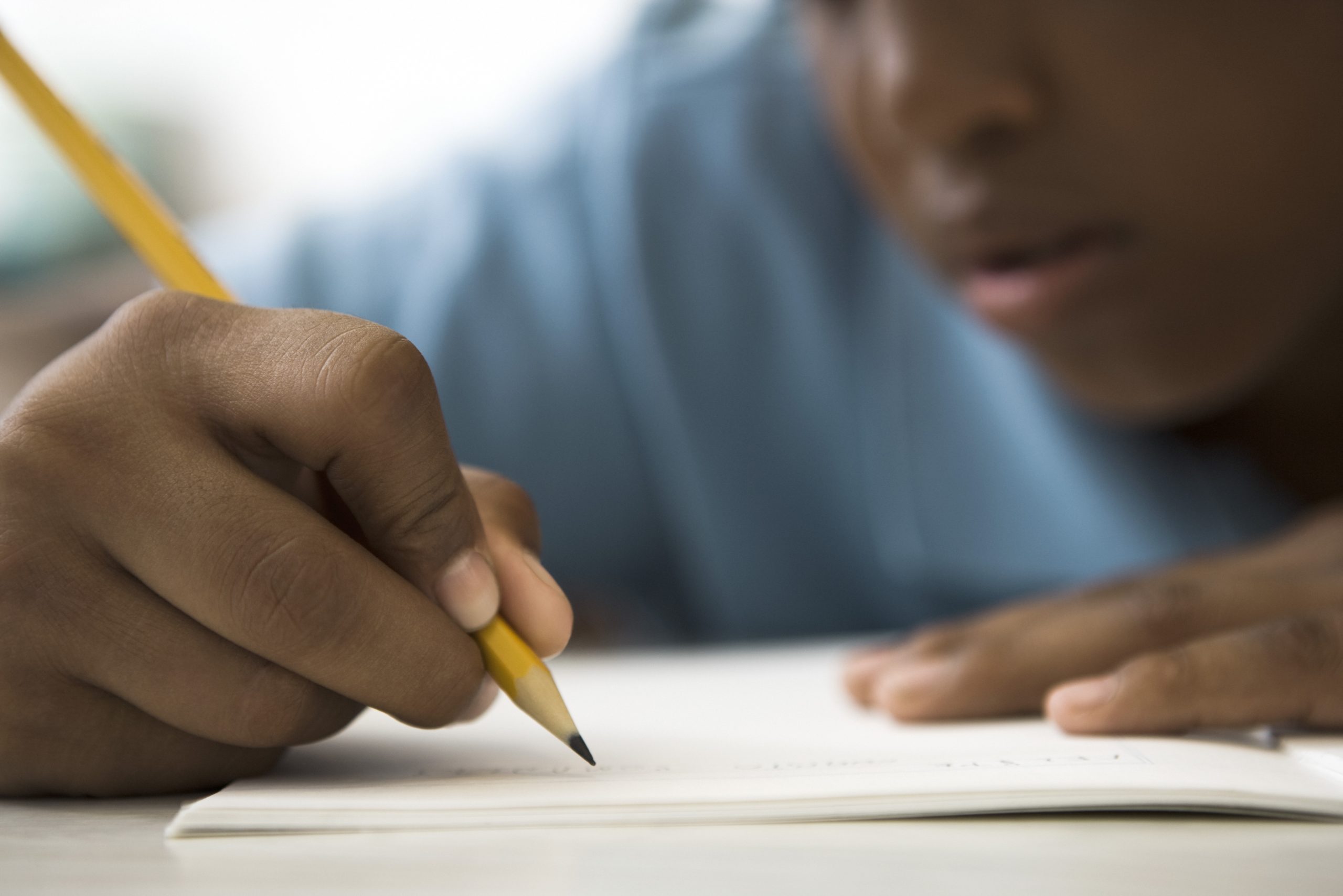 Student concentrating on classwork