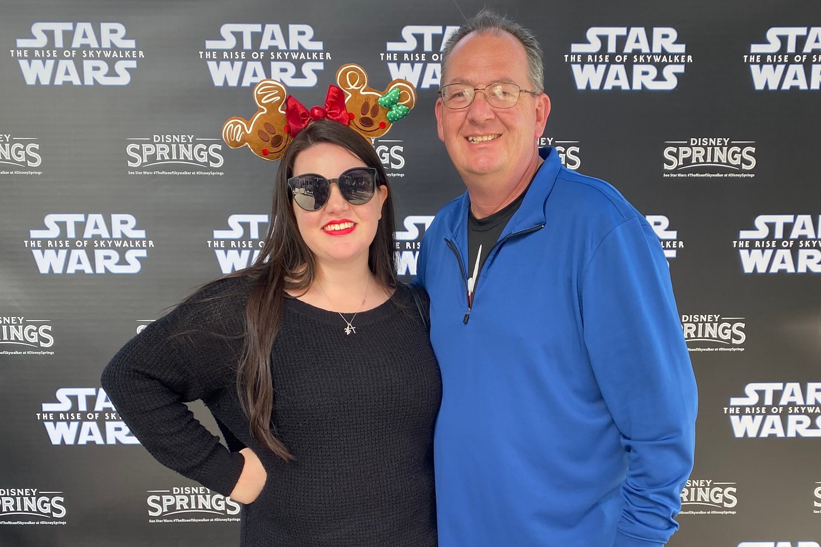 megan dubois and father at the rise of skywalker premiere