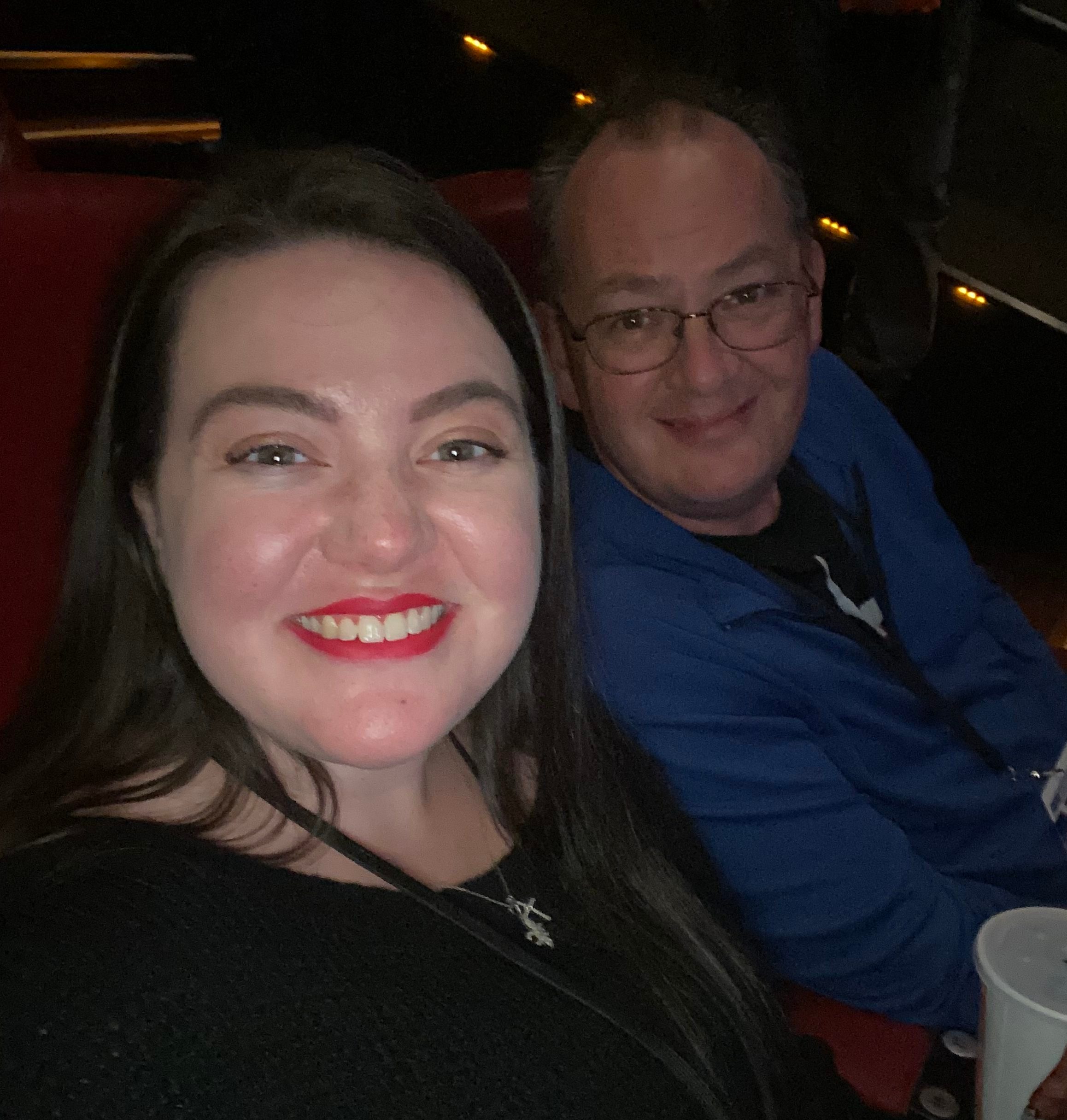 megan dubois and father at the movies