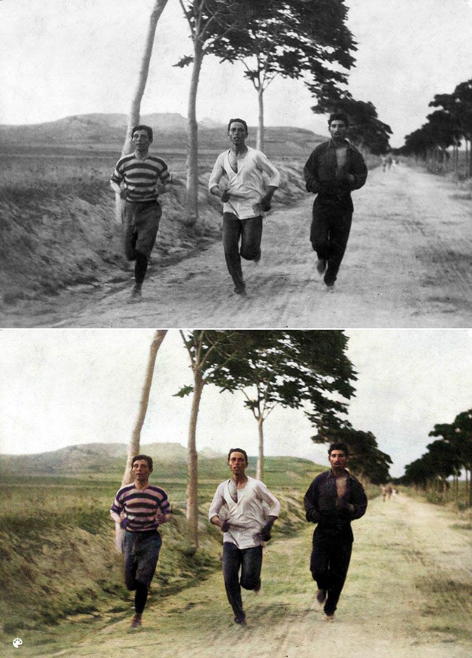 colorized runners 1896 olympics