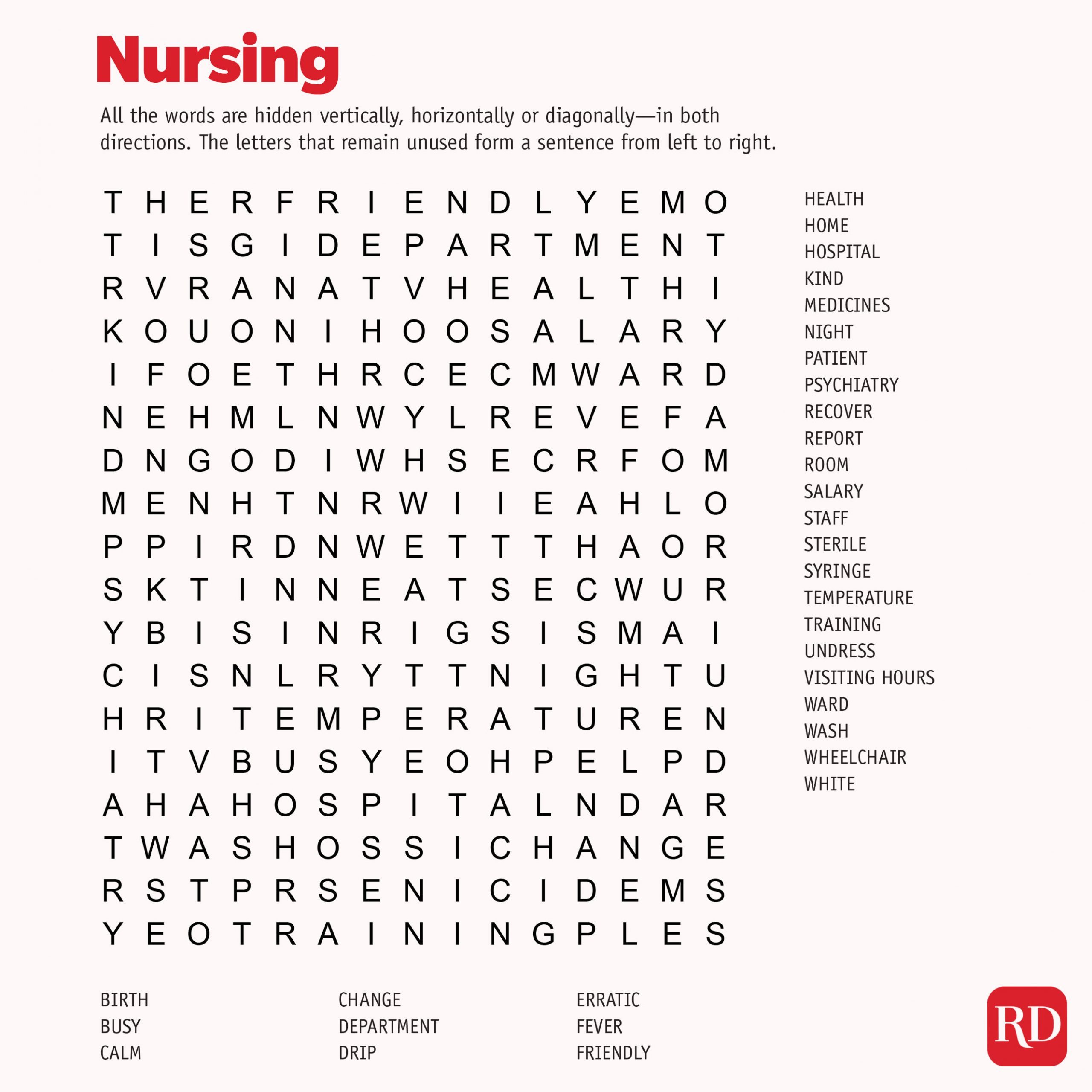 Nursing Word search