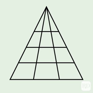 Inside of a triangle are four rows and three columns, creating a 12-part grid