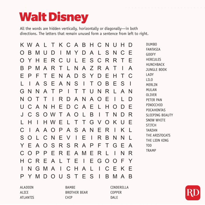 Waltdisney Word search