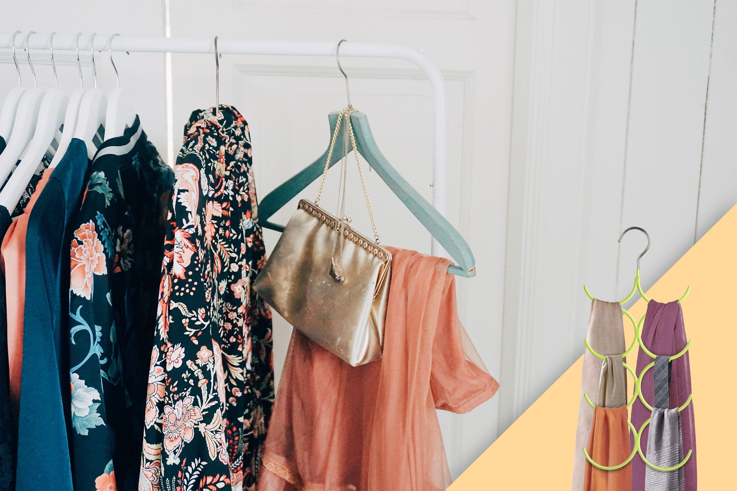 accessories hanging on a hanger with suggested product