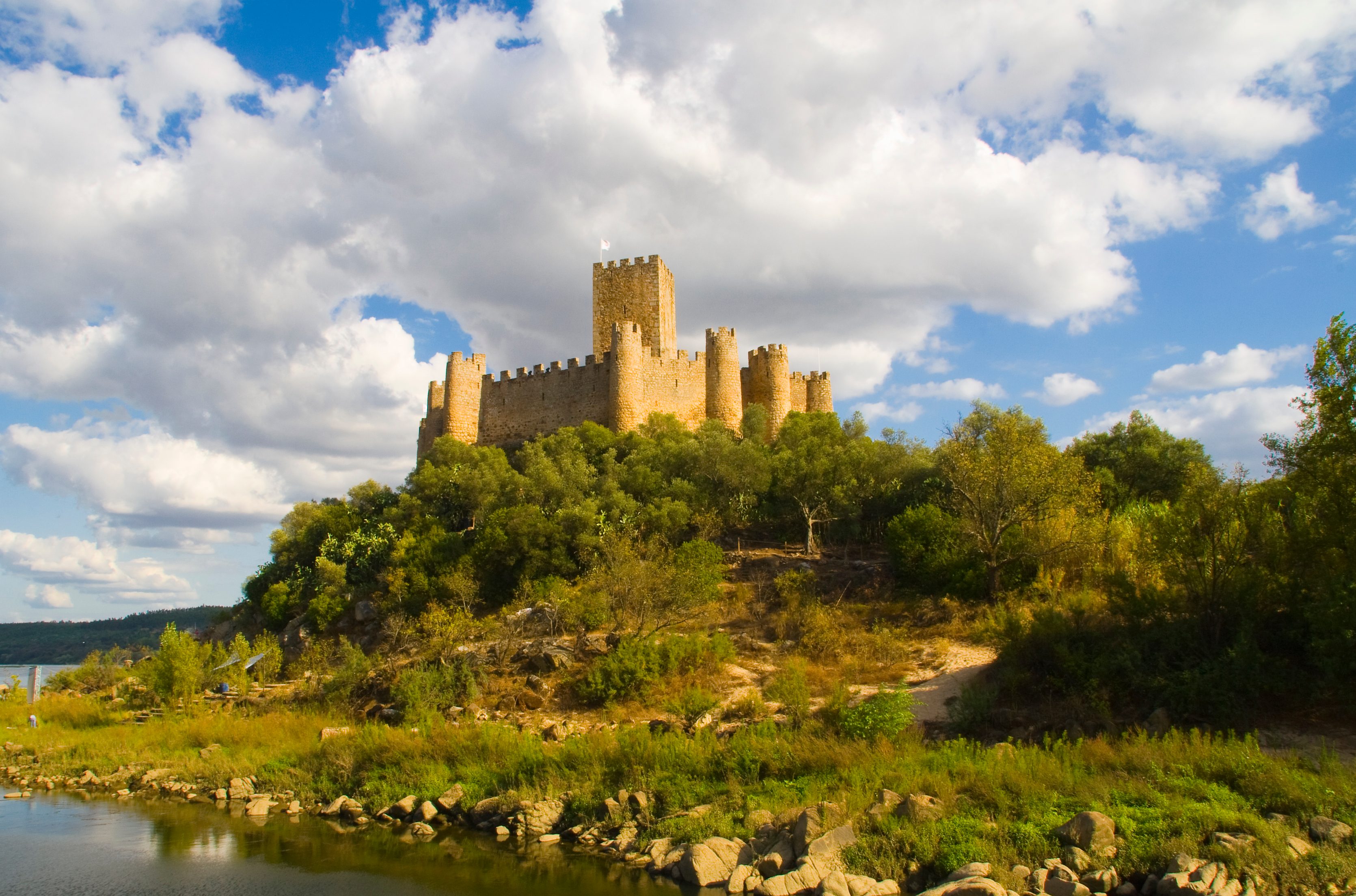 Almourol castle against cloudy sky