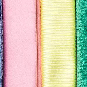 Multicolored microfiber duster isolated on white background