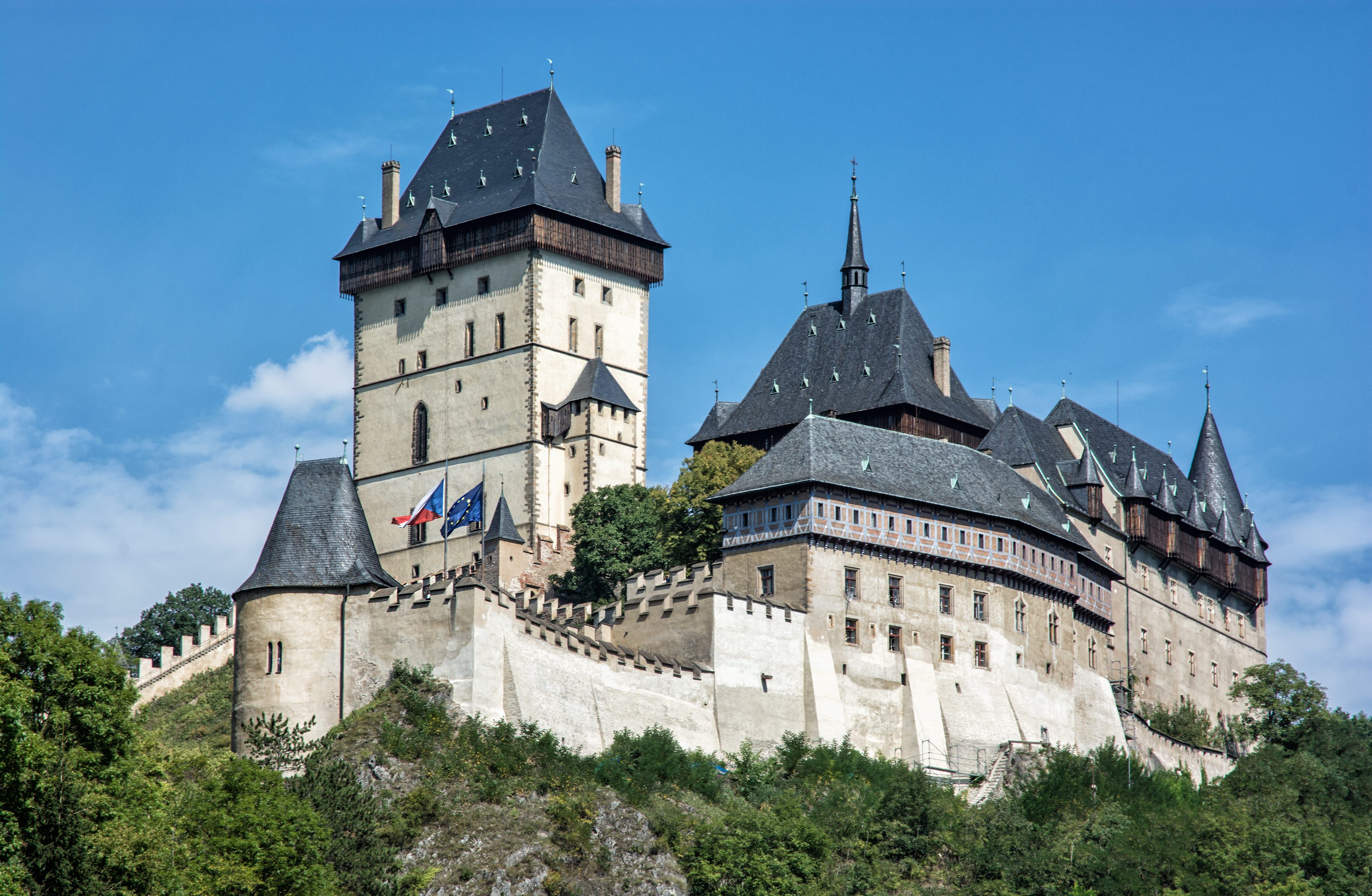 Karlstejn is a large gothic castle founded 1348