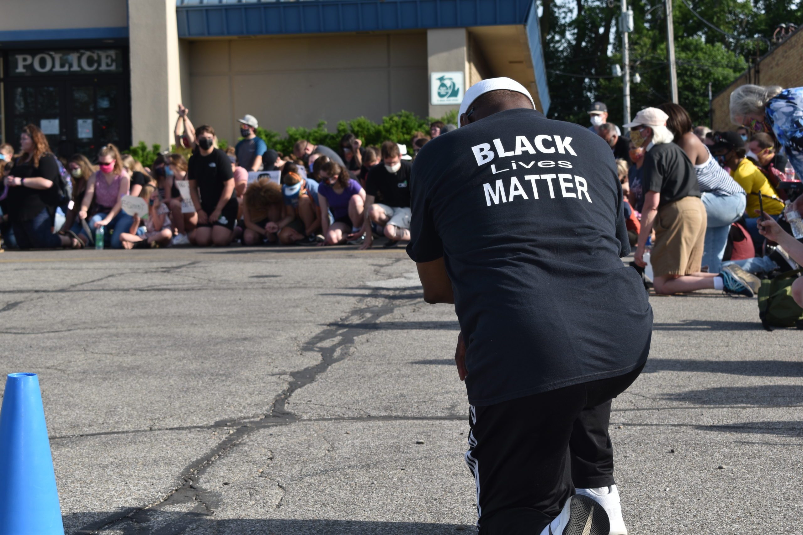 Buchanan protestors kneeling