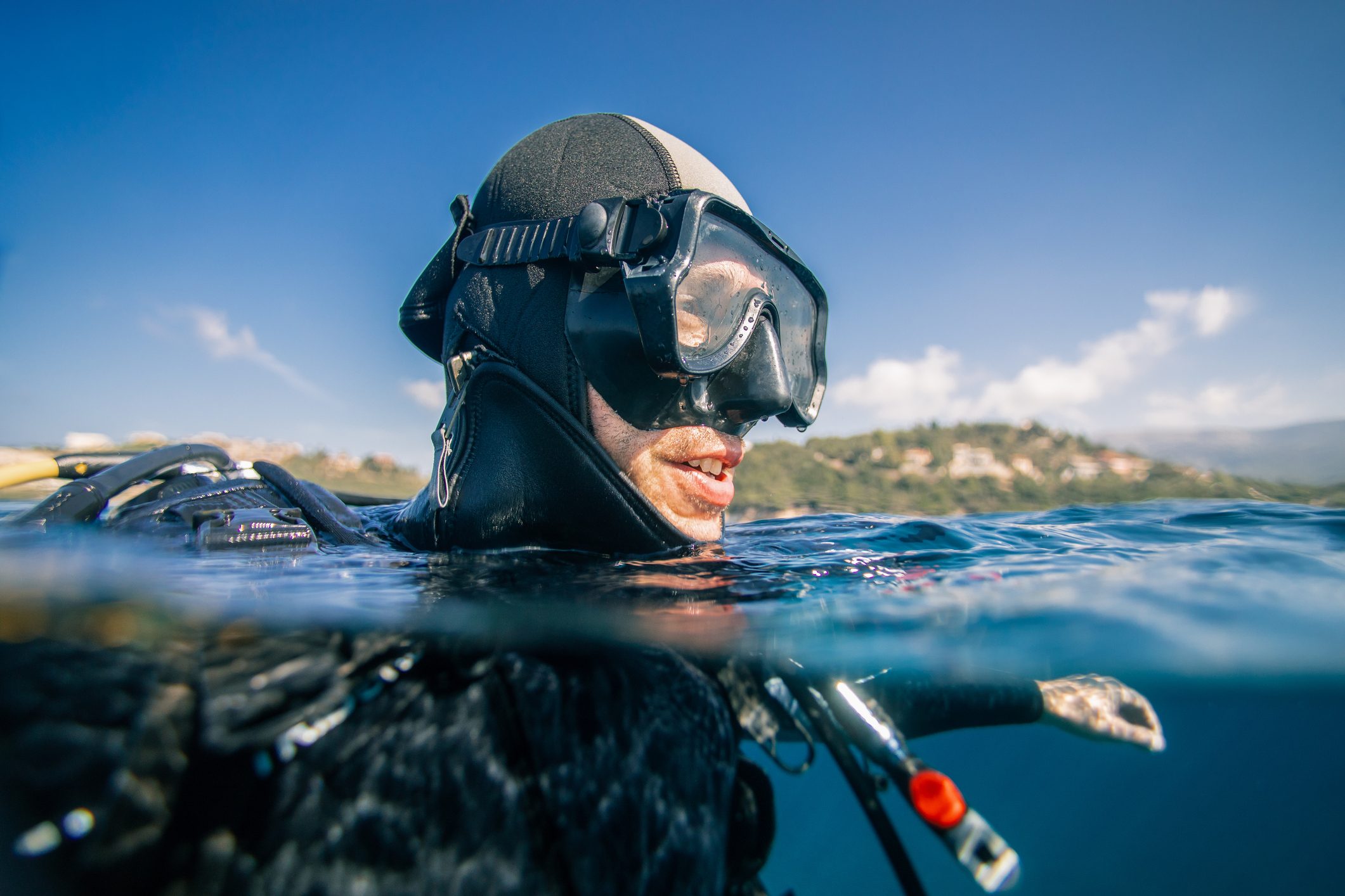 Scuba diver at sea surface