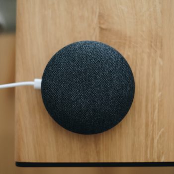 Close-Up Of Modern Speaker On Table