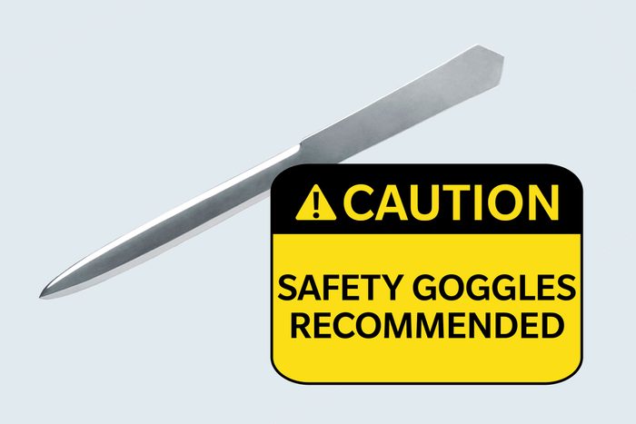 letter opener. Caution: safety goggles recommended