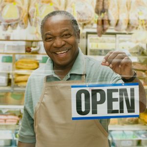 African butcher holding 
