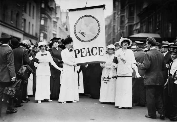 Chief Marshall Portia Willis and other Participants of Women's Peace Parade shortly after Start of World War I, Fifth Avenue, New York City, August 29, 1914