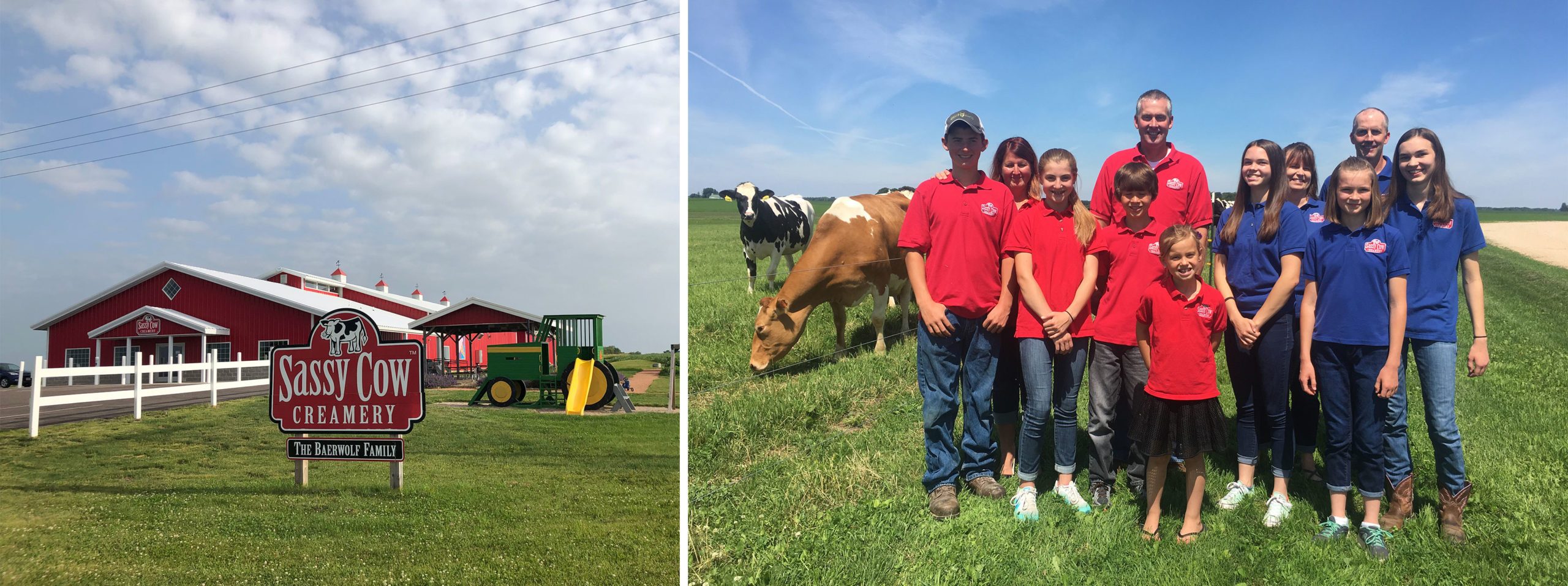 sassy cow creamery property and a photo of the family