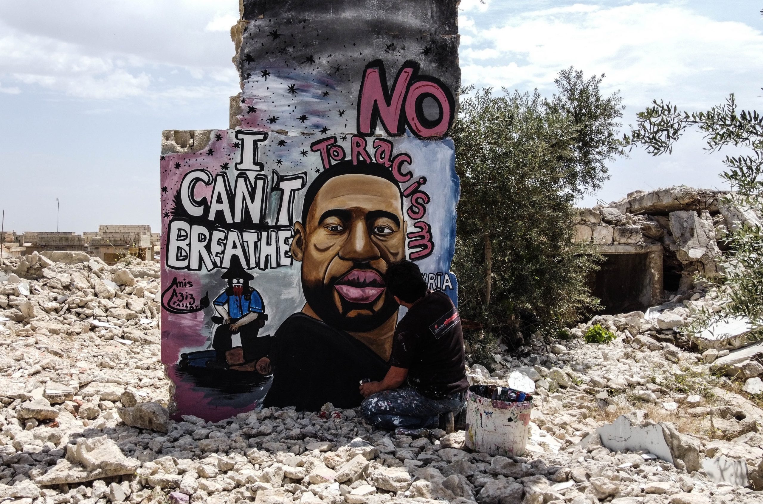 Mural depicting of George Floyd in Syria's Idlib