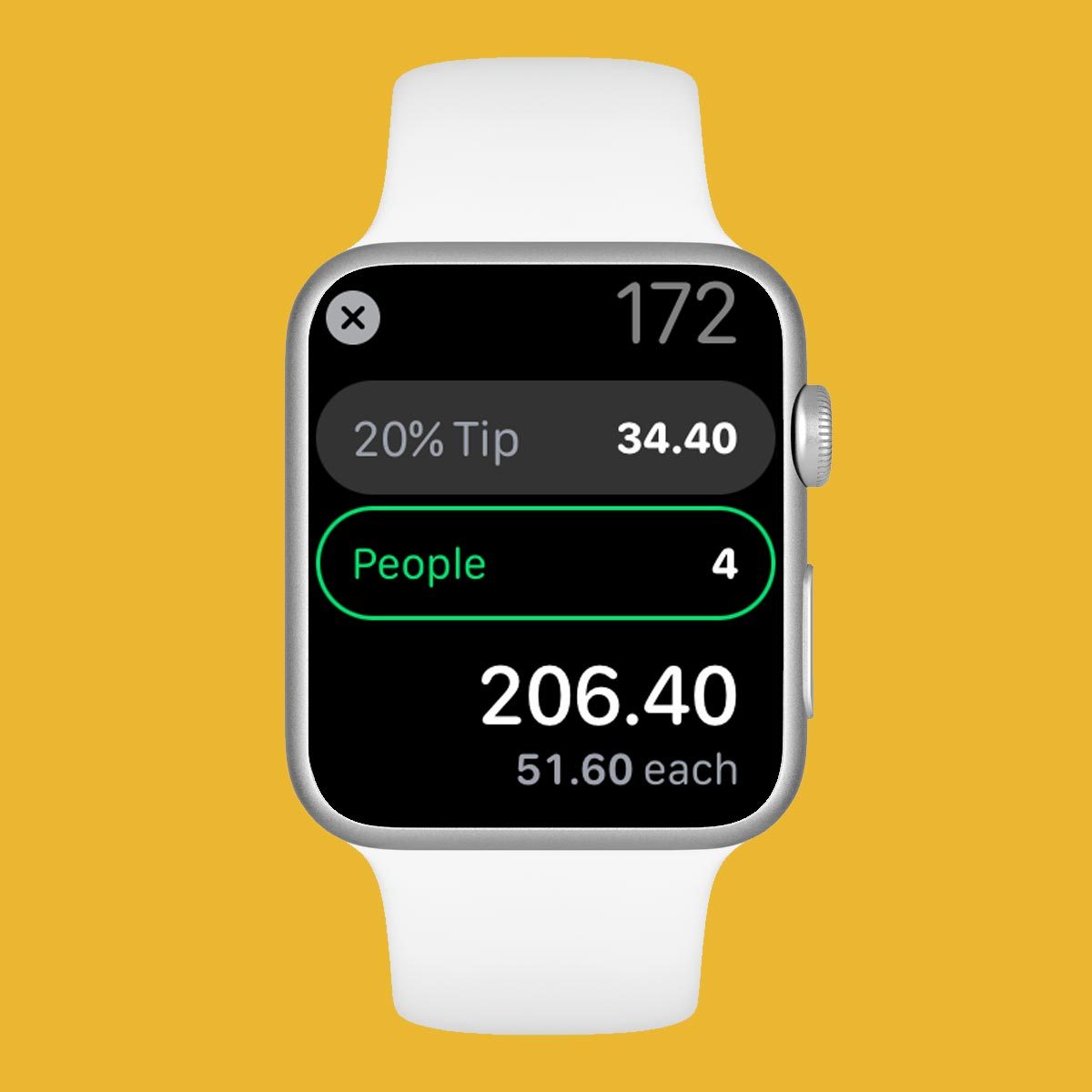 Hidden Apple Watch feature performing basic calculations on a yellow background