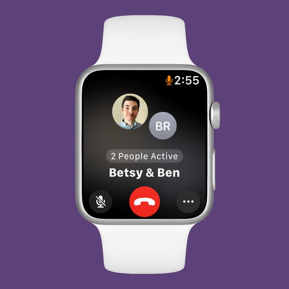 Hidden Apple Watch feature Group FaceTime on a purple background