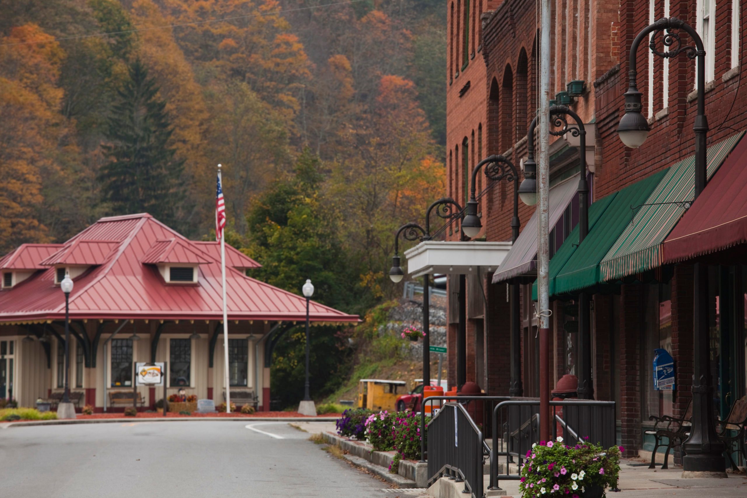 Train depot at Town of Millionaires, National Coal Heritage Area, Bramwell, West Virginia, USA