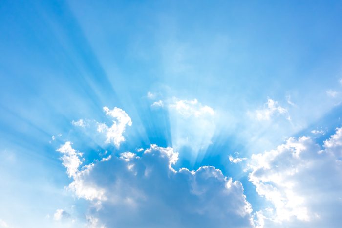 Light of sun and sky blue or azure sky and cloud