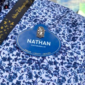 Blue Disney Name Tag Close up