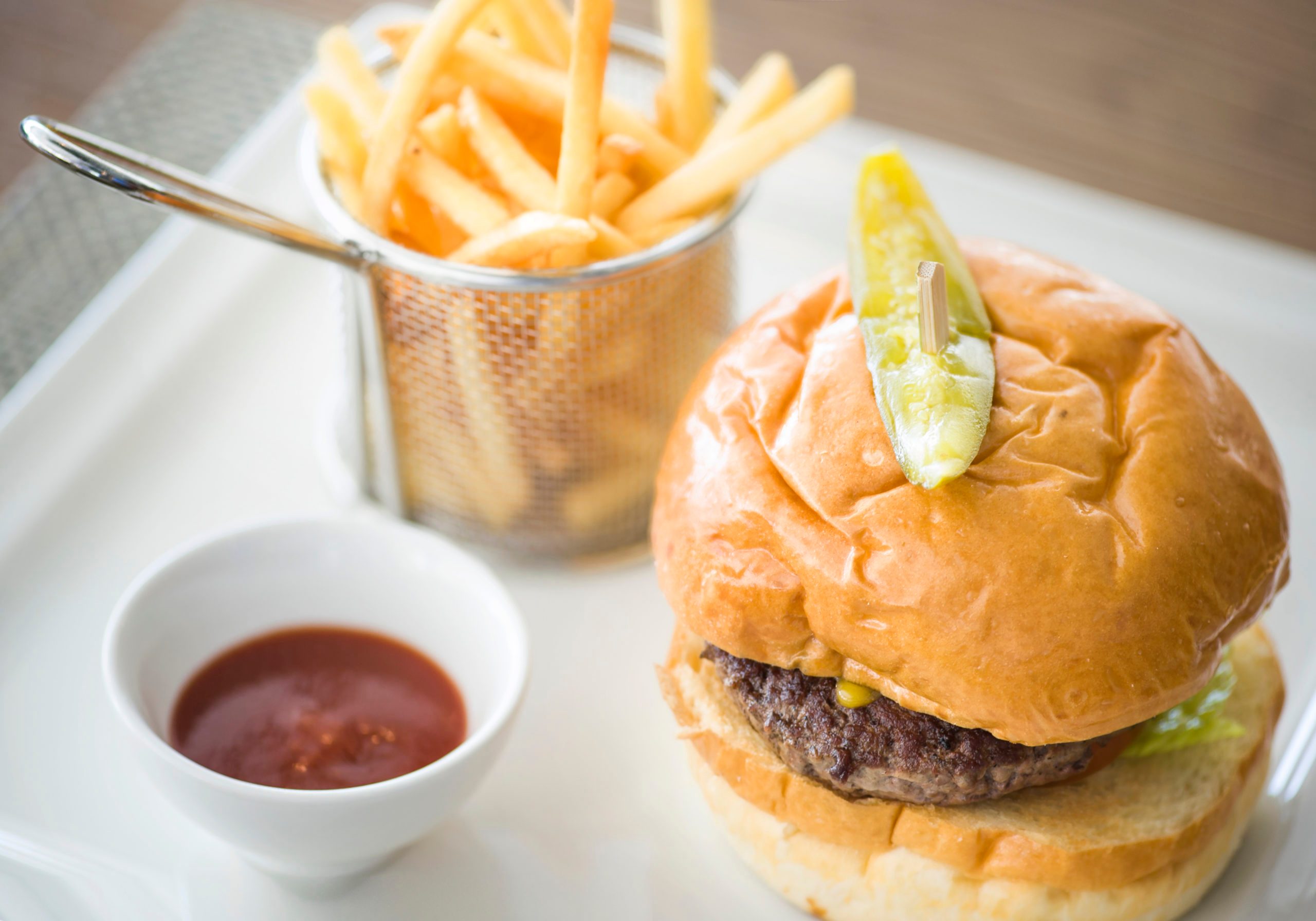 Hamburger and French fries