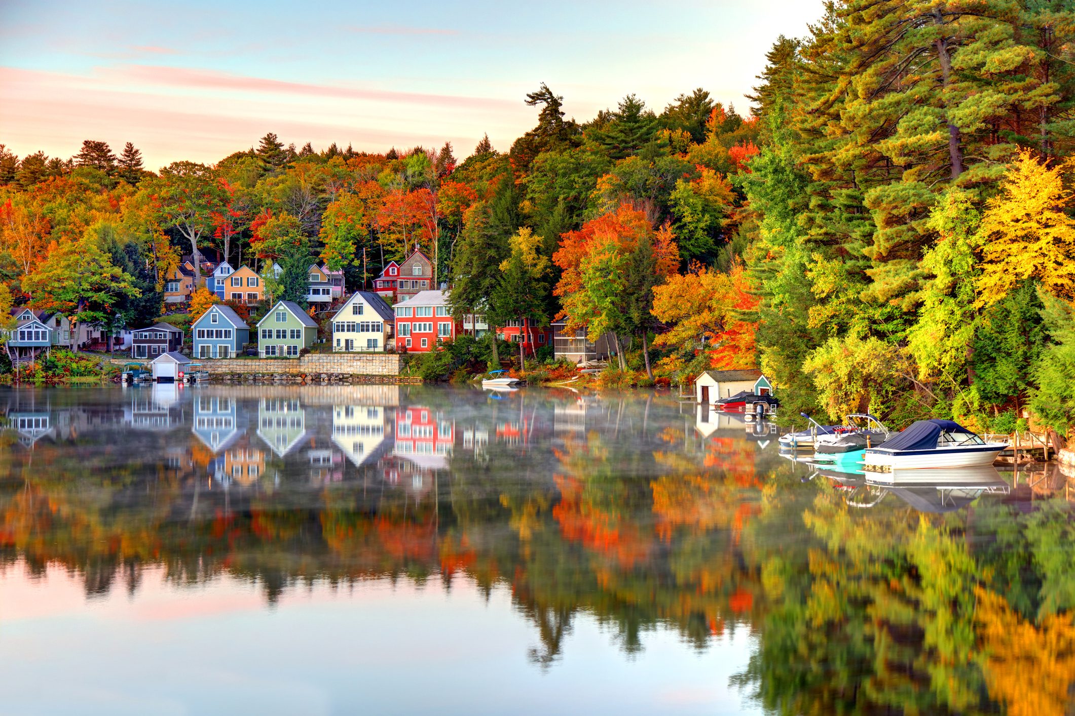 Autumn on Lake Winnipesaukee in New Hampshire