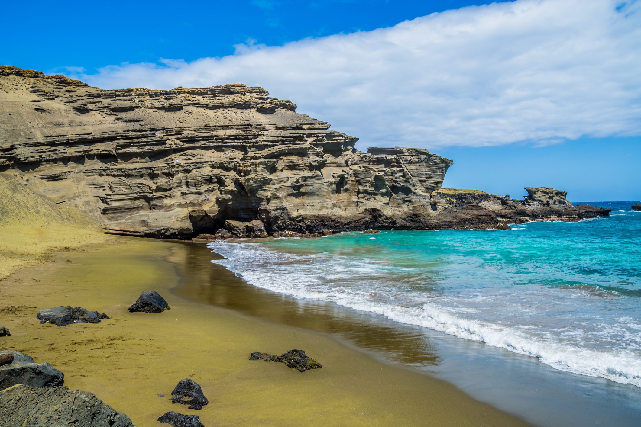 Hawaii Green sand beach (Papakōlea) the must-see beach of Big Island