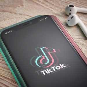 Tik Tok logo on a a phone with special effect