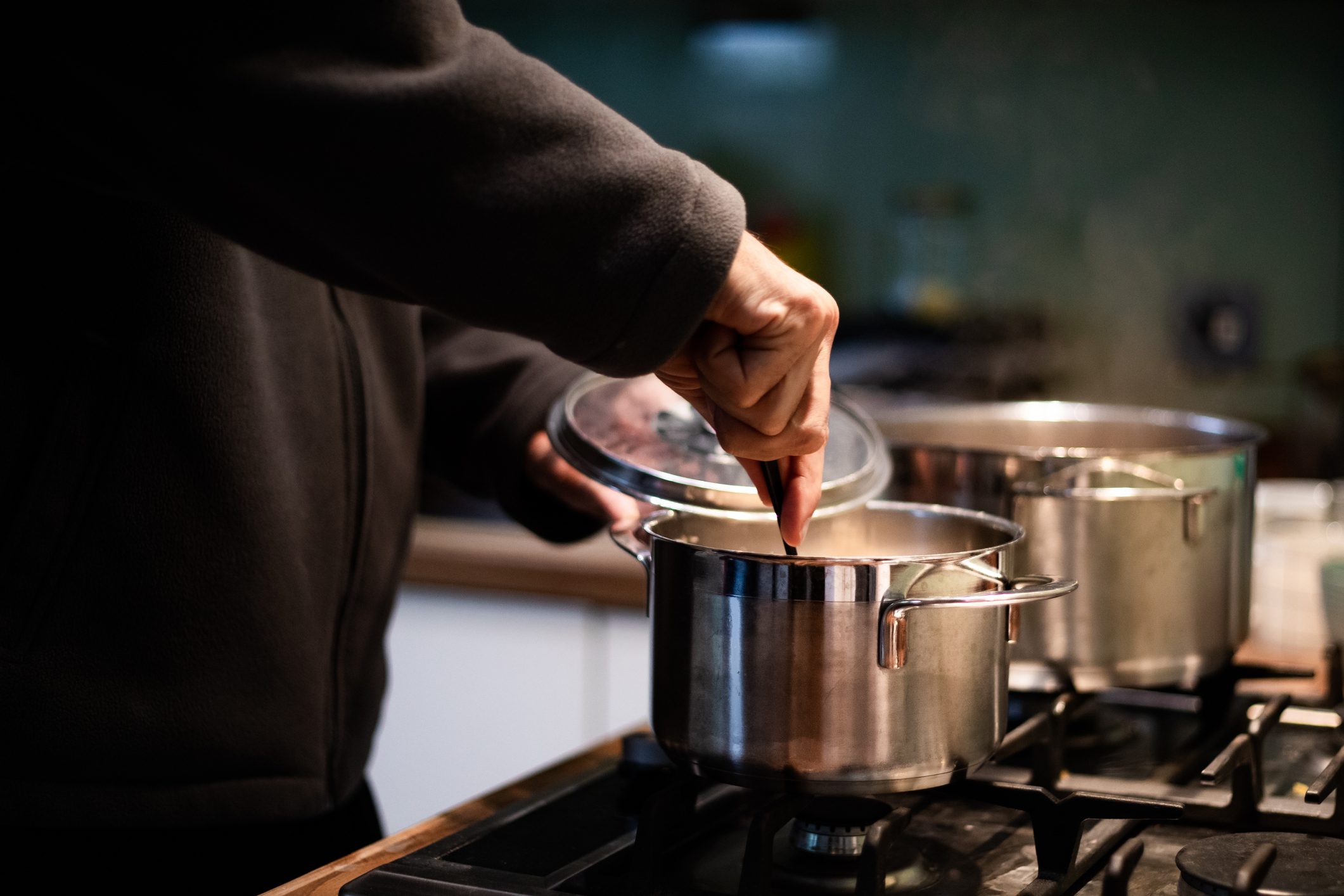 A man preparing dinner