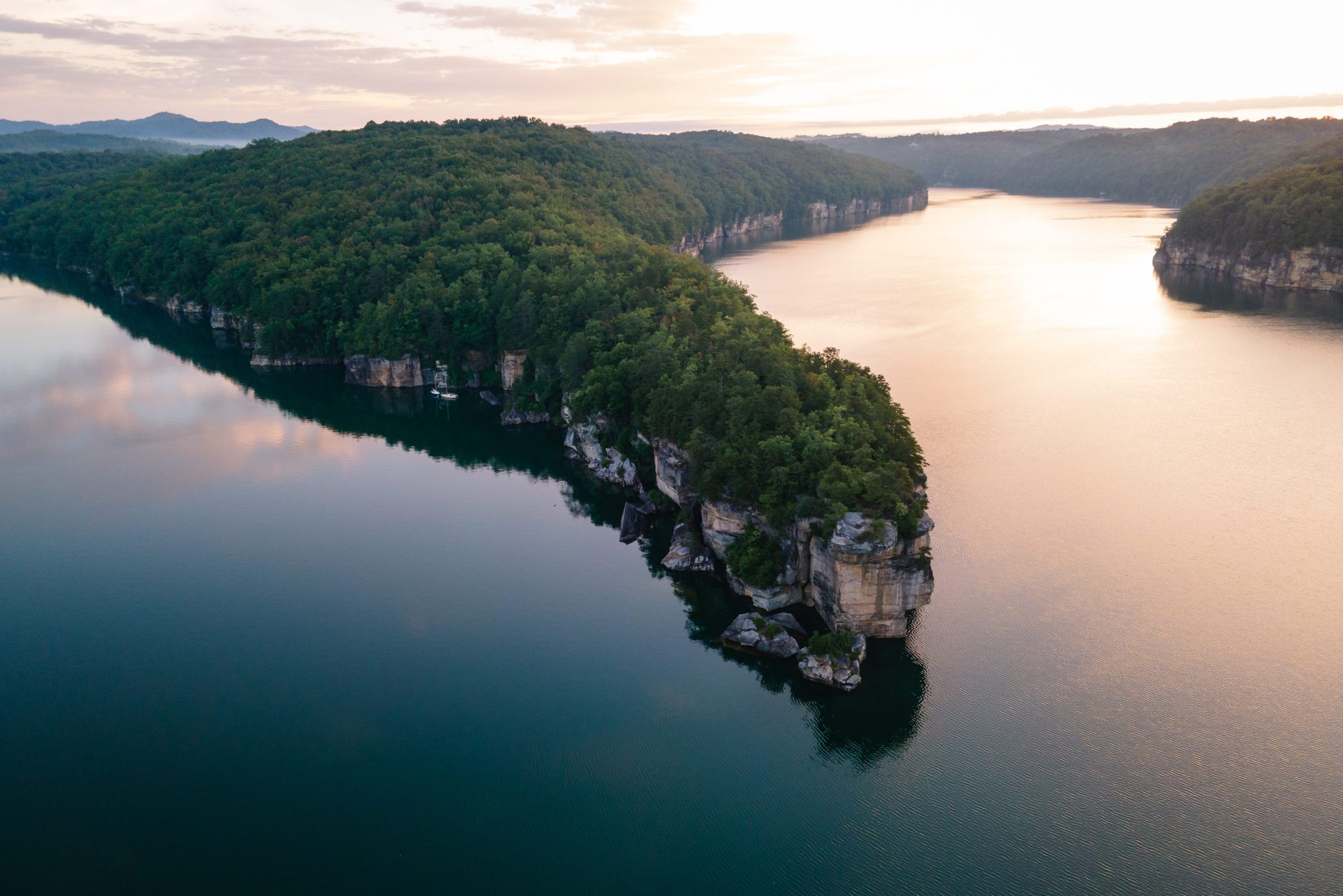 Aerial View of Long Point Peninsula at Summersville Lake, West Virginia