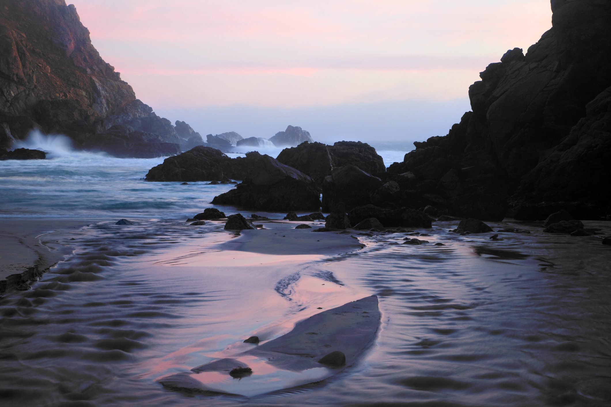 Pfeiffer Beach Rocks, Purple Sand and Sunset