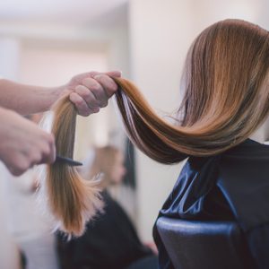 Girlfriends getting new haircut.