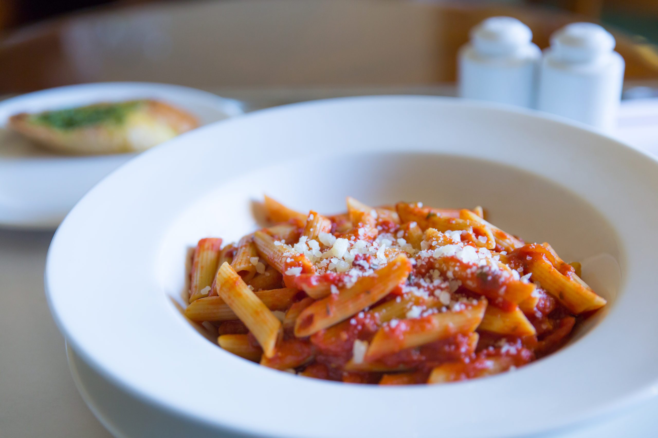 Penne arrabbiata and parmesan