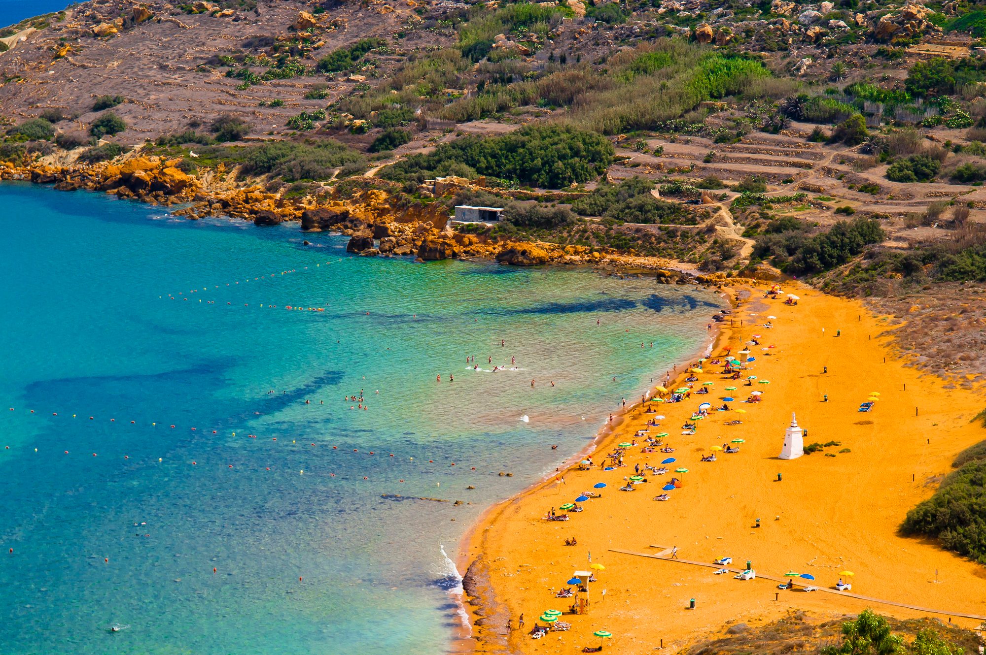 View of Ramla Bay, Gozo, Malta.