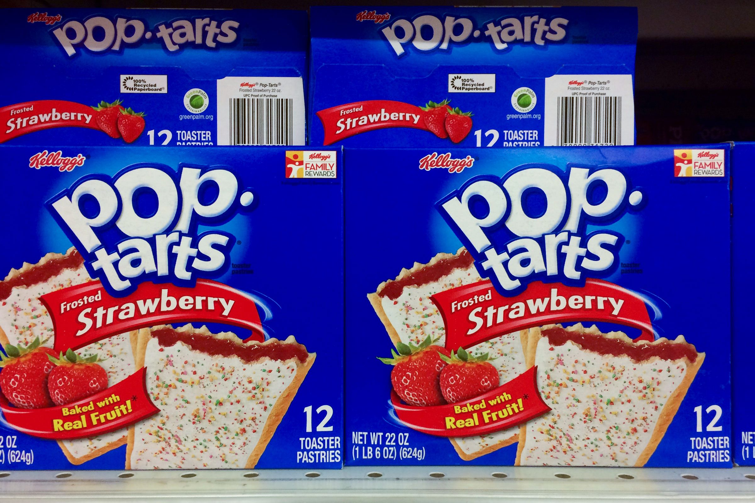 boxes of strawberry pop-tarts on a walmart shelf