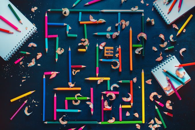 maze of colorful pencils