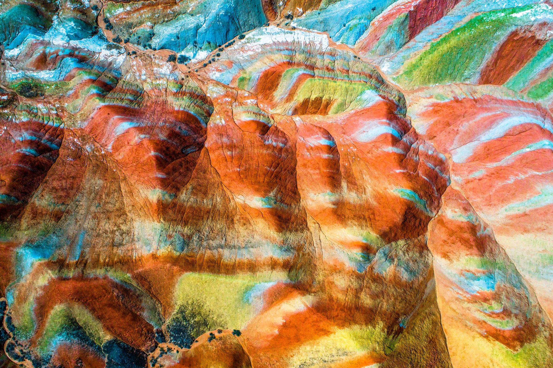 Colorful pattern on rainbow mountains