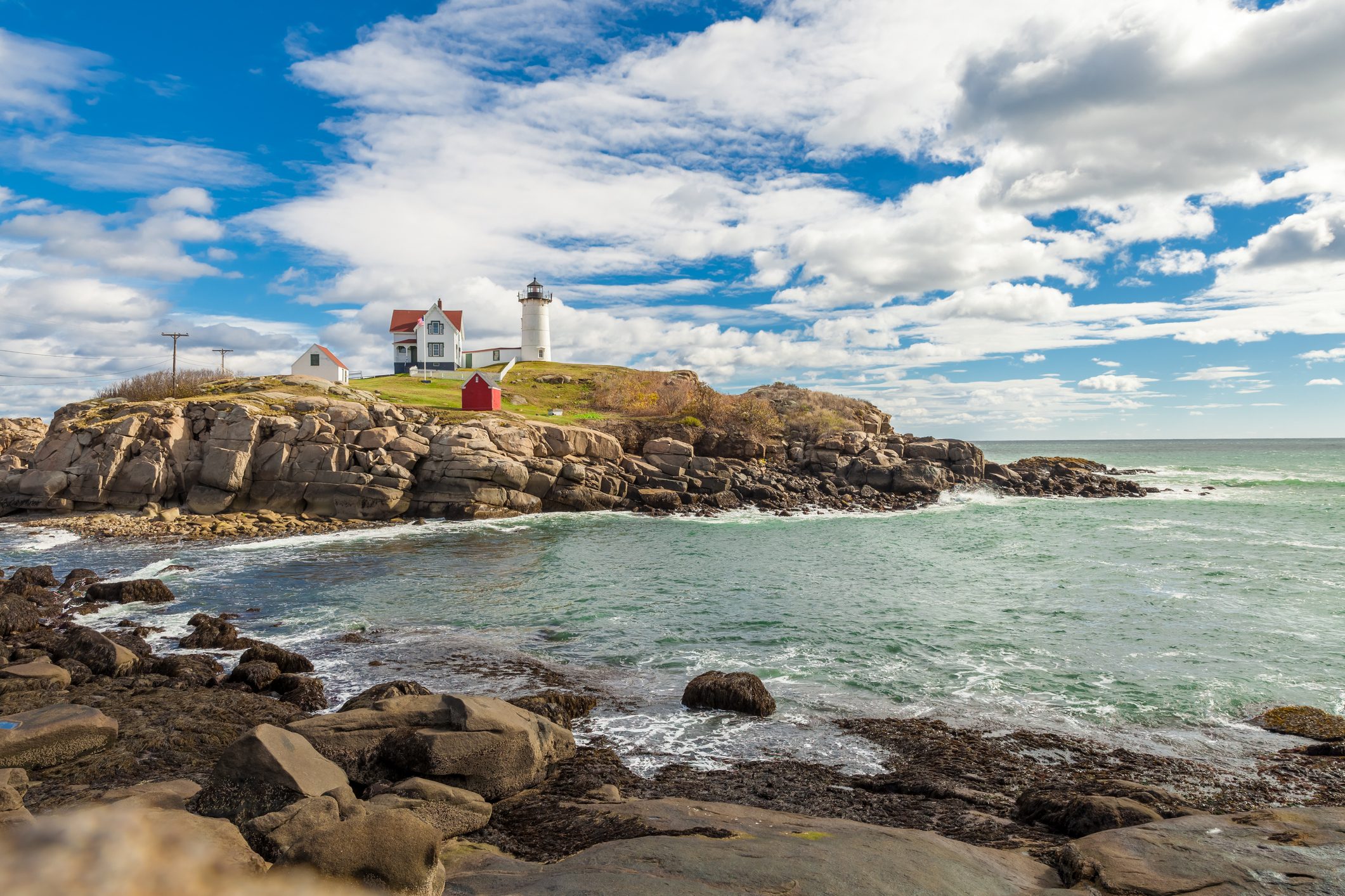 Cape Neddick Lighthouse on the little Nubble island in Maine