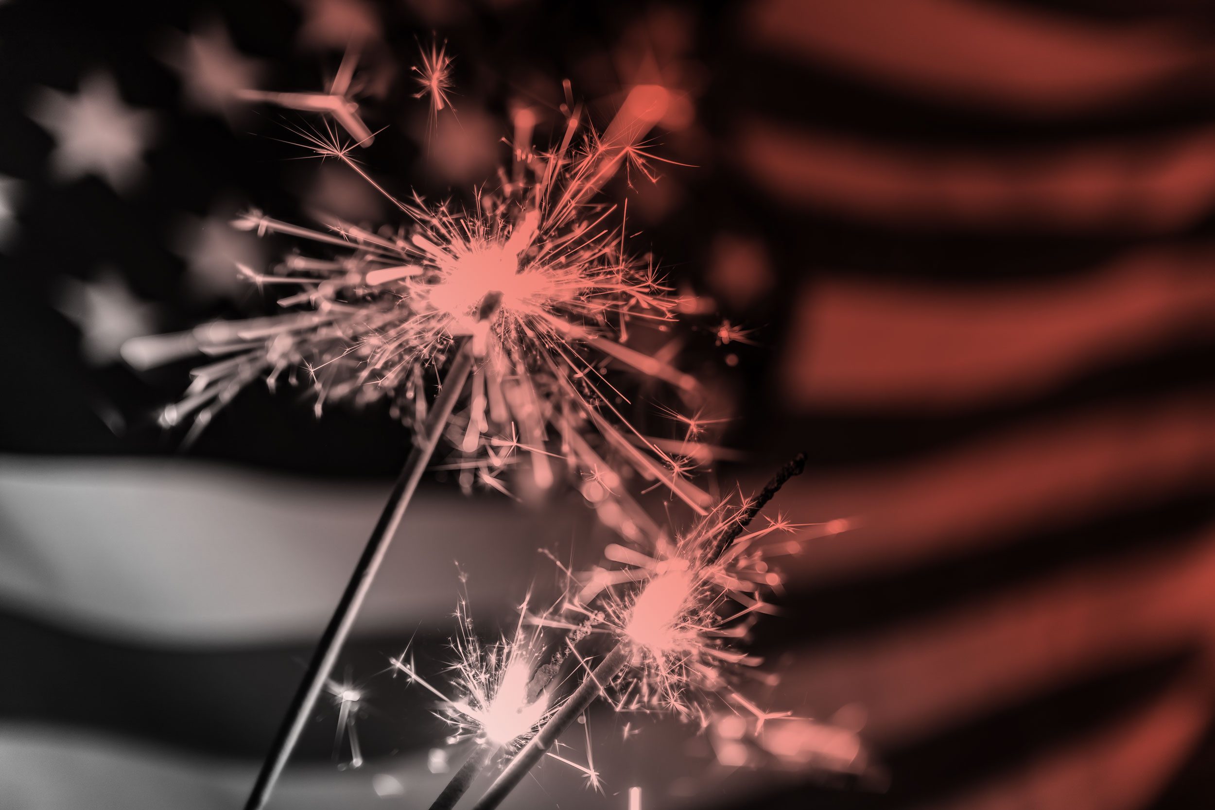 sparklers with american flag background